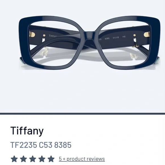 Tiffany. Co TF2235 Square Eyeglasses 8385-Spectrum
Blue with gold tone in EUC. - Picture 6 of 17
